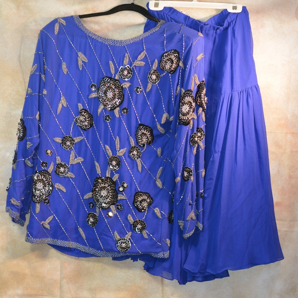 Silk Beaded/Sequined Skirt Top SZ S/8